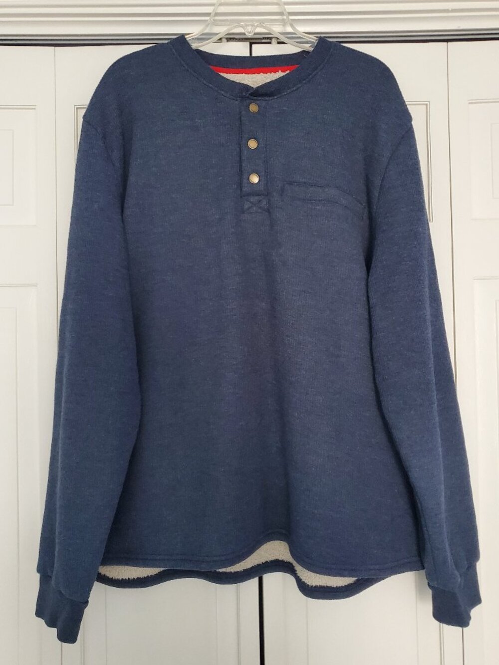 Coleman Men's Sherpa Lined Bonded Waffle Henley Pullover Blue XXL